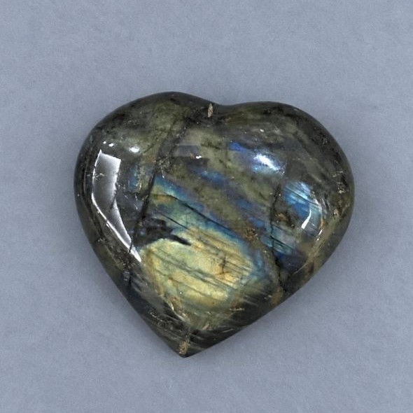 Labradorite heart-shaped souvenir stone 65×62 mm ± weight 153 g