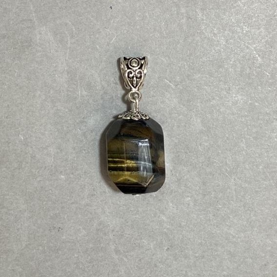 Pendant Tiger’s Eye and Falcon’s Eye multistone 20x15mm (+/-), length 38mm (+/-)