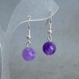 Earrings Amethyst smooth bead 10mm+-, length 30mm+-