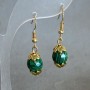 Earrings Malachite faceted bead 9.5mm+-, length 35mm+-