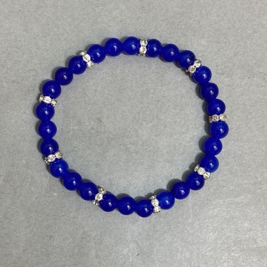 Quartz bracelet smooth round bead 6mm+- with inserts, length 18cm+- stretch