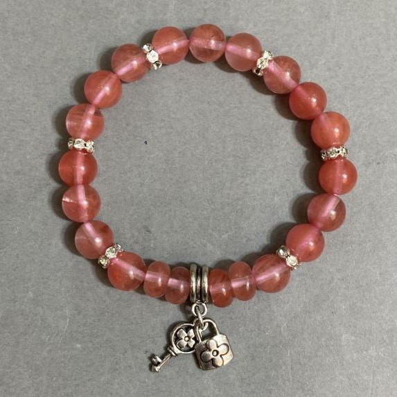Bracelet Chalcedony smooth round bead 8mm± rondelle 8x4mm±, length 18cm± stretch