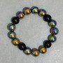 Agate Hematite bracelet smooth bead 12mm ±, length 18cm ± stretch