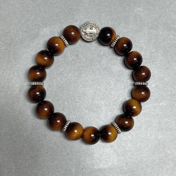 Tiger's Eye bracelet (single) bead 10 mm ± with inserts, length 18 cm ± stretch