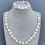 Necklace set Moonstone heart 10mm± Swarovski-style beads 5x3, 5mm± + chain bracelet, bracelet length 18cm± (stretch)