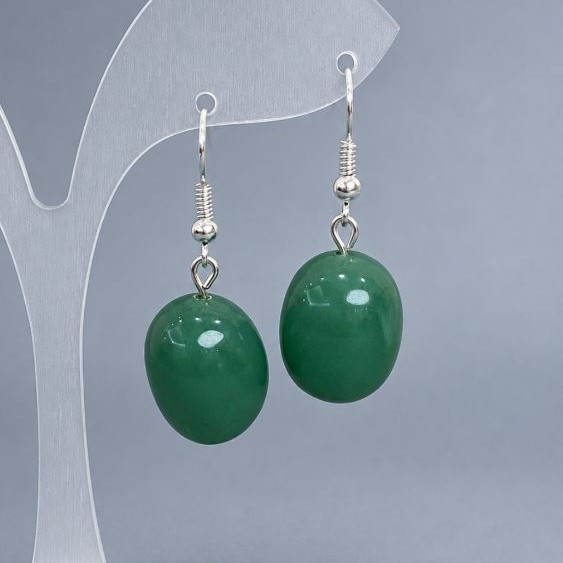 Jadeite oval earrings, diameter 15×20mm ±, length 40mm ±
