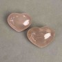Pair Hearts Pink Quartz souvenir natural stone, diameter 43–47x33–36mm+- 88g