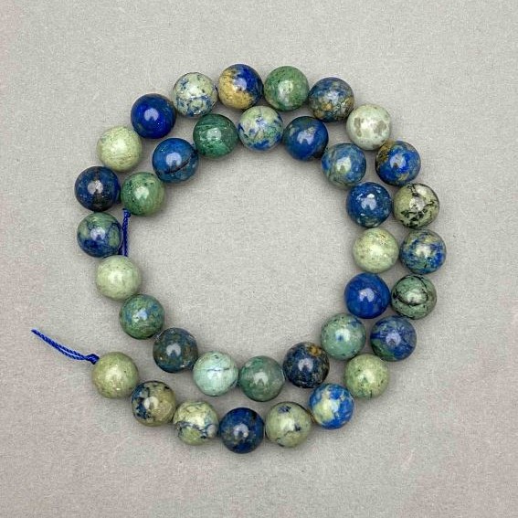 Chrysocolla beads, natural stone, smooth round bead, diameter 10.5 mm ±, strand length 38 cm ±