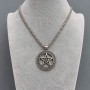Pendant 'Star in a Circle' 34mm± dark silver-tone metal on a chain, length 65cm