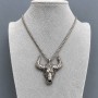 Pendant Bull Head 47x44mm ± dark silver tone on a chain, length 65cm