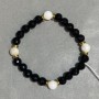 Agate bracelet faceted bead 8mm+- smooth bead 8mm+-, length 18cm +- stretch