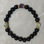 Agate bracelet smooth round bead 8mm +- Prehnite faceted cube 7x7mm +- length 18cm +- stretch