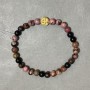 Bracelet Rhodonite smooth round bead 6mm+- with insert, length 18cm +- stretch