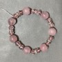 Bracelet Pink Quartz smooth round bead 12mm± Czech crystal faceted rondelle 8x6mm±, length 18cm± stretch