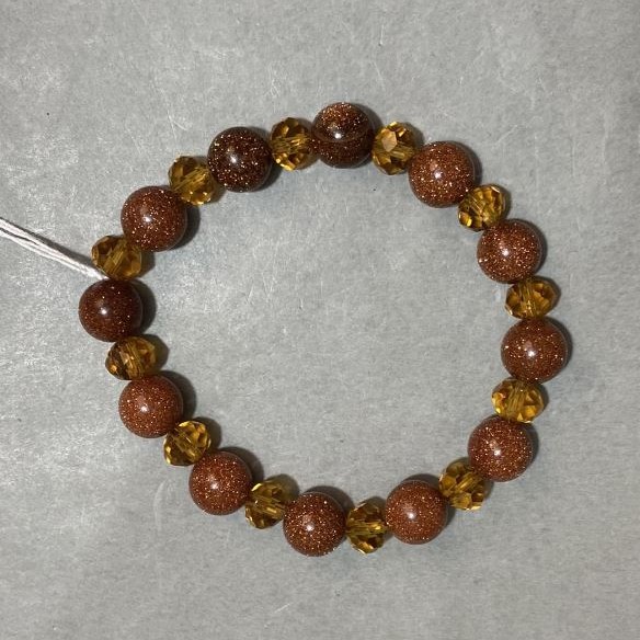 Turquoise bracelet with smooth round bead 10mm+- Czech crystal faceted rondelle 8x6mm +- length 18cm +- stretch