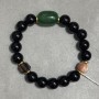 Bracelet Agate smooth round bead 10mm± Chrysoprase tumbled 18x13mm±, length 18cm ± stretch