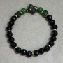 Agate Malachite bracelet faceted round bead 8mm ±, length 18cm ± stretch