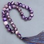 Amethyst Chevron mala 33 beads, 10 mm diameter