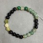 Agate bracelet smooth round bead 8mm +-Jade faceted round bead 8mm+-, length 18cm +- stretch