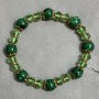 Bracelet Malachite smooth bead 8mm+- Czech crystal faceted rondelle 8x6mm+-, length 18cm +- stretch