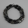 Beads Silver-coloured Obsidian faceted, diameter 11-13x7-8mm+- seed beads 3mm+-, length 39cm+-
