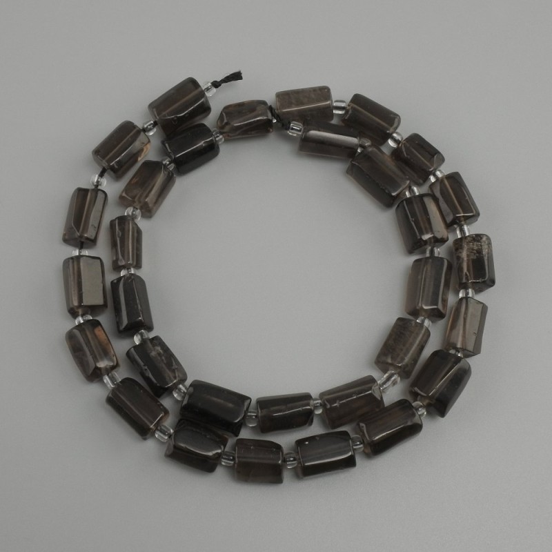Smoky Topaz tumbled beads, diameter 11-12×6-8mm ± bead 3mm ±, length 39cm ±