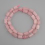 Beads Pink quartz tumbled, diameter 10–12×6–7, 5mm+ seed beads 3mm+- , length 41cm+