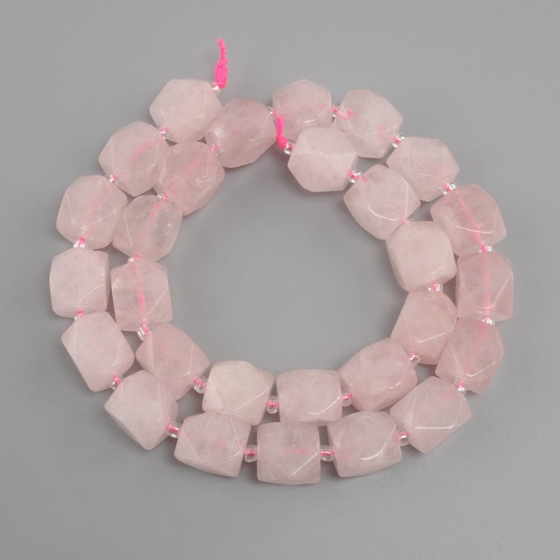 Beads Pink Quartz faceted, diameter 10-12x10-10, 5mm+- seed beads 3mm+-, length 39cm+-