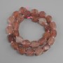 Strawberry quartz beads faceted, diameter 11–12×9, 5–10mm+- bead size 3mm+-, thread length 39cm+-