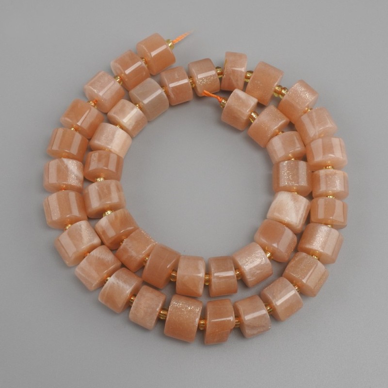 Selenite beads roundel, diameter 11x7mm+- seed beads 3mm+- length 38cm+-