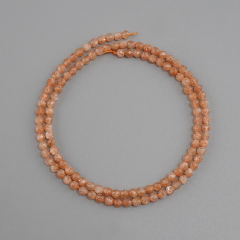 Selenite beads, faceted round bead, diameter 3mm ±, length 39cm ±