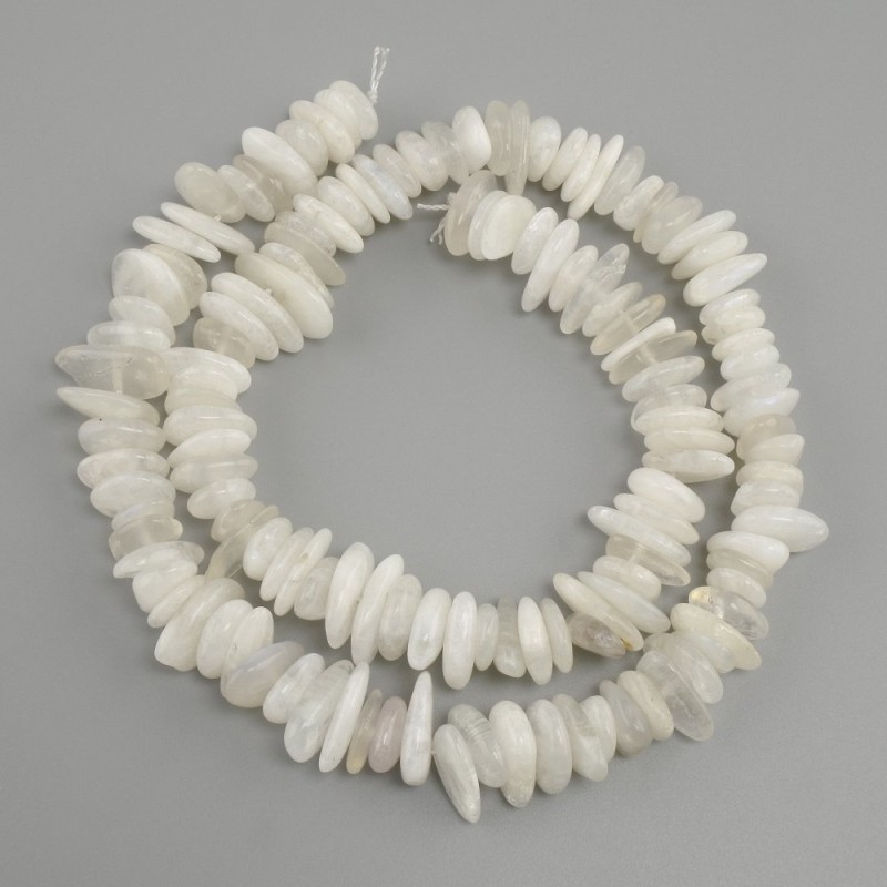Adularia rough beads, 8–17×2–4 mm +/-, length 43 cm +/-