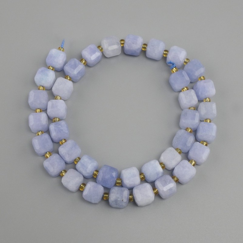 Aquamarine beads faceted cube, diameter 8x8mm+- bead 3mm+-, length 36cm+-