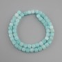 Aquamarine beads faceted cube, diameter 7x7mm ±, length 37cm ±