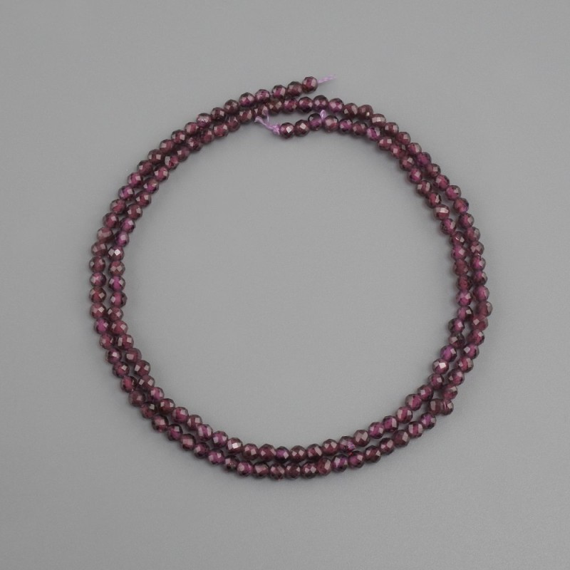 Garnet beads natural stone faceted round bead, diameter 3 mm +/-, length 39 cm +/-