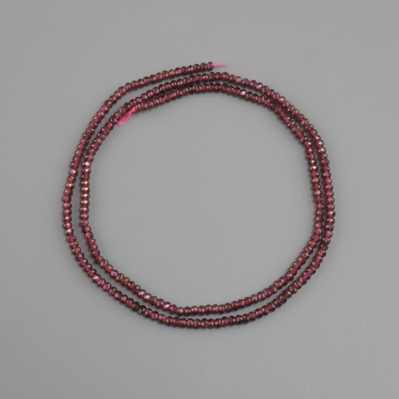 Garnet beads natural gemstone faceted rondelle, diameter 2x1.5 mm±, length 40 cm±