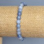 Aquamarine bracelet smooth bead, diameter 6.5 mm +/-, length 18 cm +/- stretch
