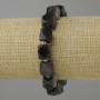 Bracelet Silver-Look Obsidian faceted pieces, diameter 12×10mm ± beads 3mm ±, length 18cm ± on stretch