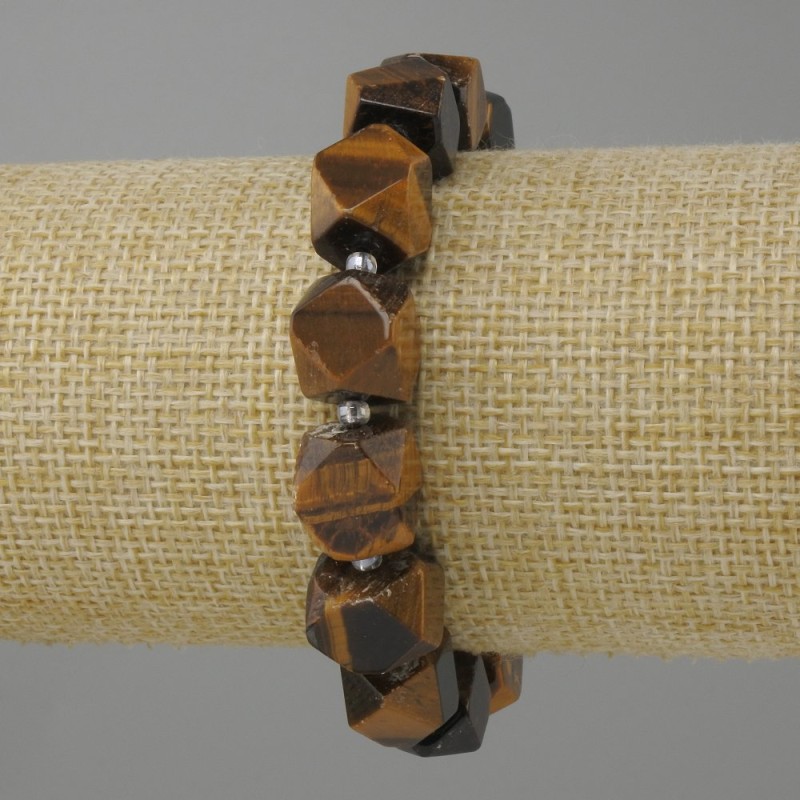 Tiger’s Eye bracelet faceted beads, diameter 12x10mm ± seed beads 3mm ±, length 18cm ± stretch