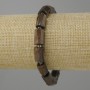 Bronzite bracelet rough beads, diameter 12-13×7-8mm ± seed beads 3mm ±, length 18cm ± stretch