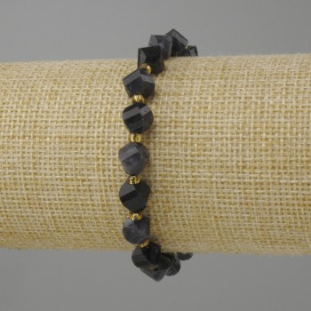 Iolite bracelet, faceted rhombus, diameter 8×7mm±, seed beads 3mm±, length 18cm± on stretch