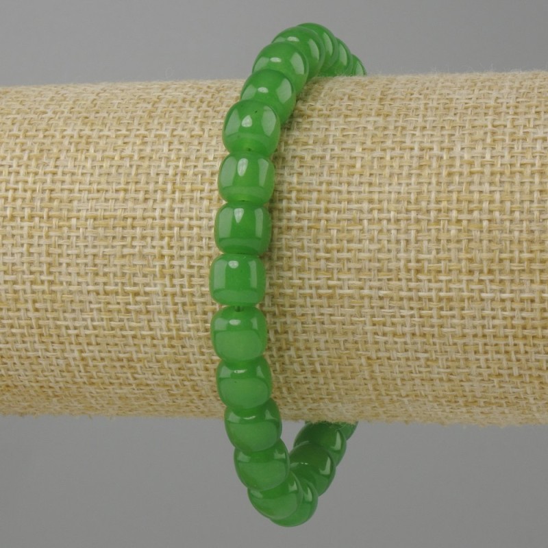 Chrysoprase bracelet, rondelle, diameter 8x7 mm +/-, length 18 cm +/- stretch