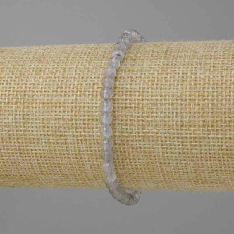 Labradorite bracelet smooth bead, diameter 4 mm ±, length 18 cm ± on stretch