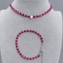Choker and bracelet set Ruby Corundum heart 4mm± Hematite faceted bead 2mm±, choker length 34cm + 5cm chain, bracelet length 18cm + 5cm chain