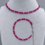 Choker set and bracelet Ruby Corundum heart 4mm+- Hematite faceted bead 2mm+-, length 35cm + 5 cm chain, length 18cm + 5 cm extender