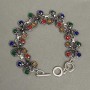 Metal bracelet with coloured crystals, link 22mm +/-, length 22–24cm +/- T-bar clasp