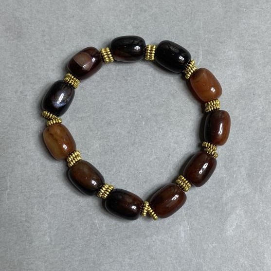 Agate bracelet barrel 14x10mm ± with inserts, length 18cm ± stretch