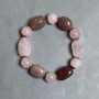 Bracelet Pink Quartz bead 12mm ± faceted 21×13mm ± Strawberry quartz tumbled 18×13mm ±, length 18cm ± stretch