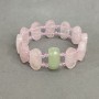 Bracelet Pink Quartz faceted link, bead diameter 20x10mm+- Onyx link 20x10mm+- Czech crystal, length 18cm +- stretch