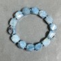 Aquamarine bracelet faceted, diameter 12x10–11mm +- bead 3mm +- , length 18cm +- stretch